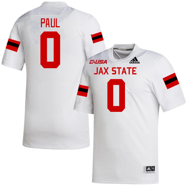 #0 Andrew Paul Jacksonville State Gamecocks College Football Jerseys Stitched-White